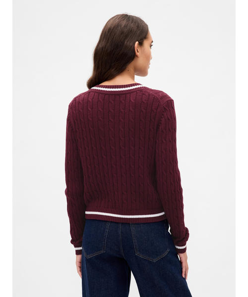 セール】コットン100% ケーブルニット クロップド GAPロゴ