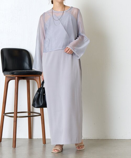 Jena espace merveilleux(ジェナ エスパスメルヴェイユ)の「【オケージョン】シアーセットキャミワンピース(ワンピース・レディース・ブラック/グレー・FREE)」の1枚目の写真