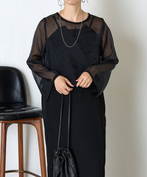 Jena espace merveilleux(ジェナ エスパスメルヴェイユ)の「【オケージョン】シアーセットキャミワンピース(ワンピース・レディース・ブラック/グレー・FREE)」の2枚目の写真