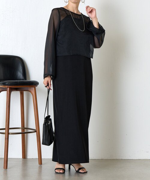 Jena espace merveilleux(ジェナ エスパスメルヴェイユ)の「【オケージョン】シアーセットキャミワンピース(ワンピース・レディース・ブラック/グレー・FREE)」の3枚目の写真