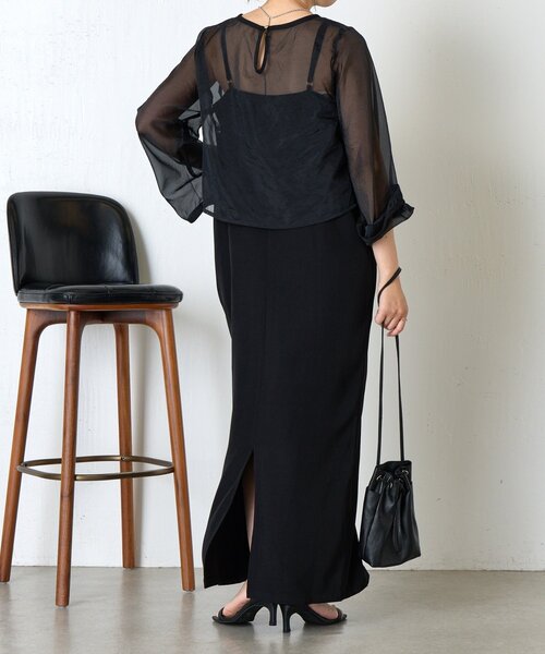 Jena espace merveilleux(ジェナ エスパスメルヴェイユ)の「【オケージョン】シアーセットキャミワンピース(ワンピース・レディース・ブラック/グレー・FREE)」の5枚目の写真