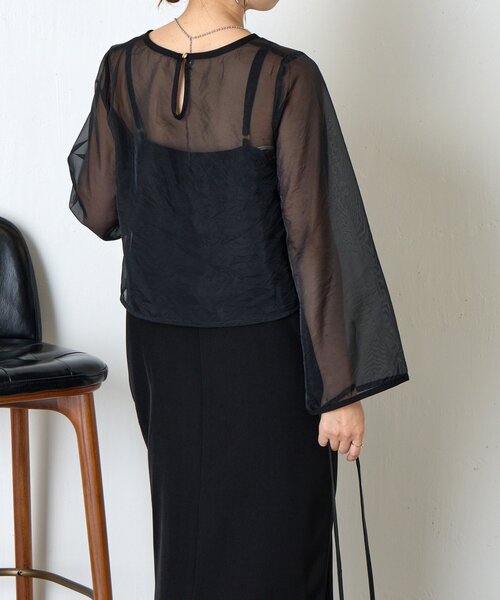 Jena espace merveilleux(ジェナ エスパスメルヴェイユ)の「【オケージョン】シアーセットキャミワンピース(ワンピース・レディース・ブラック/グレー・FREE)」の7枚目の写真