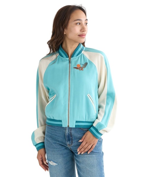 BILLABONG(ビラボン)の「BILLABONG レディース 24B153500-DREAM VACATION JACKET ジャケット 【2025年秋冬モデル】/ビラボンアロハガール刺繍スカジャン(ブルゾン・レディース・ブルー系その他・MEDIUM)」の2枚目の写真