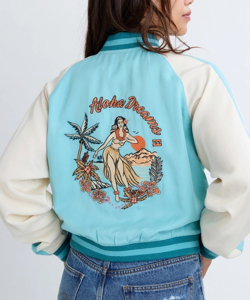 BILLABONG(ビラボン)の「BILLABONG レディース 24B153500-DREAM VACATION JACKET ジャケット 【2025年秋冬モデル】/ビラボンアロハガール刺繍スカジャン(ブルゾン・レディース・ブルー系その他・MEDIUM)」の5枚目の写真