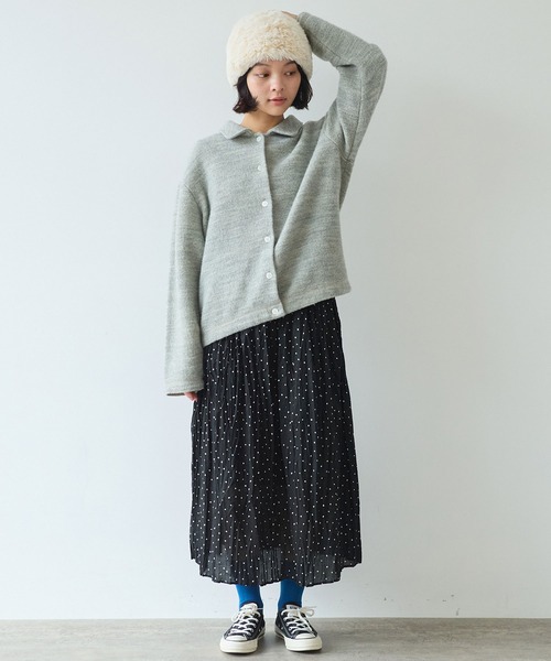 bulle de savon(ビュルデサボン)の「△ブリティッシュウール裏毛 カーディガン(カーディガン/ボレロ・レディース・グレー/ダークブラウン・FREE)」の5枚目の写真