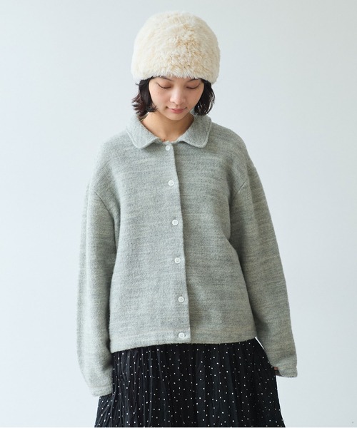 bulle de savon(ビュルデサボン)の「△ブリティッシュウール裏毛 カーディガン(カーディガン/ボレロ・レディース・グレー/ダークブラウン・FREE)」の3枚目の写真