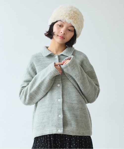 bulle de savon(ビュルデサボン)の「△ブリティッシュウール裏毛 カーディガン(カーディガン/ボレロ・レディース・グレー/ダークブラウン・FREE)」の4枚目の写真