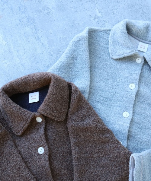 bulle de savon(ビュルデサボン)の「△ブリティッシュウール裏毛 カーディガン(カーディガン/ボレロ・レディース・グレー/ダークブラウン・FREE)」の10枚目の写真