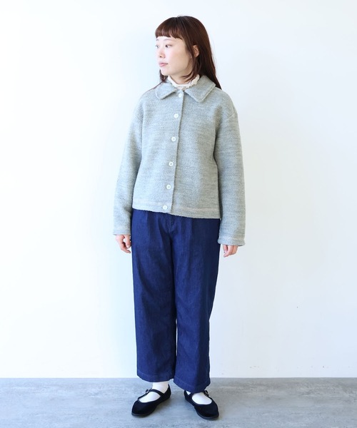 bulle de savon(ビュルデサボン)の「△ブリティッシュウール裏毛 カーディガン(カーディガン/ボレロ・レディース・グレー/ダークブラウン・FREE)」の11枚目の写真