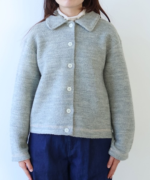 bulle de savon(ビュルデサボン)の「△ブリティッシュウール裏毛 カーディガン(カーディガン/ボレロ・レディース・グレー/ダークブラウン・FREE)」の22枚目の写真