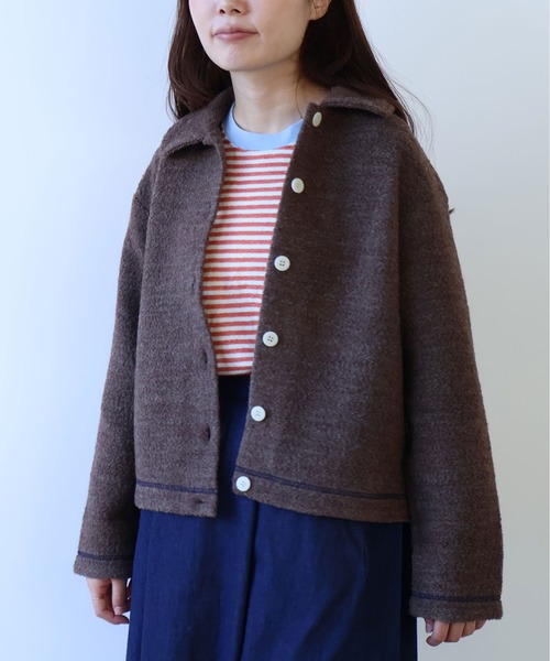 bulle de savon(ビュルデサボン)の「△ブリティッシュウール裏毛 カーディガン(カーディガン/ボレロ・レディース・グレー/ダークブラウン・FREE)」の14枚目の写真