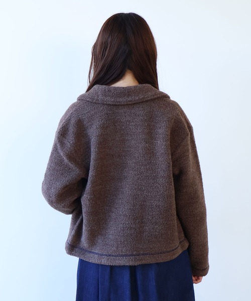 bulle de savon(ビュルデサボン)の「△ブリティッシュウール裏毛 カーディガン(カーディガン/ボレロ・レディース・グレー/ダークブラウン・FREE)」の16枚目の写真