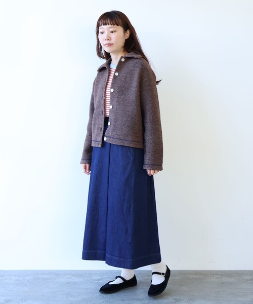 bulle de savon(ビュルデサボン)の「△ブリティッシュウール裏毛 カーディガン(カーディガン/ボレロ・レディース・グレー/ダークブラウン・FREE)」の18枚目の写真