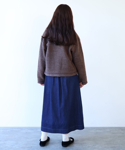 bulle de savon(ビュルデサボン)の「△ブリティッシュウール裏毛 カーディガン(カーディガン/ボレロ・レディース・グレー/ダークブラウン・FREE)」の19枚目の写真