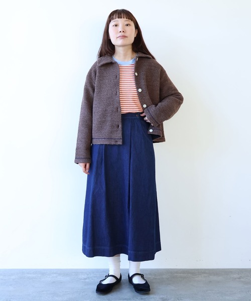 bulle de savon(ビュルデサボン)の「△ブリティッシュウール裏毛 カーディガン(カーディガン/ボレロ・レディース・グレー/ダークブラウン・FREE)」の20枚目の写真