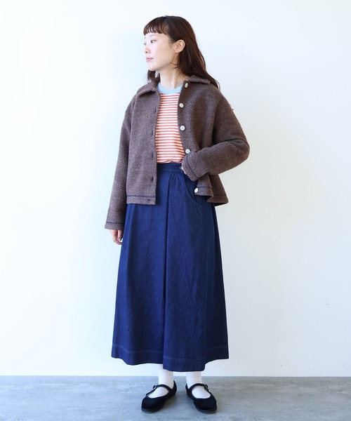 bulle de savon(ビュルデサボン)の「△ブリティッシュウール裏毛 カーディガン(カーディガン/ボレロ・レディース・グレー/ダークブラウン・FREE)」の21枚目の写真