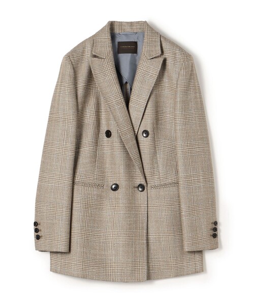 TOMORROWLAND collection(トゥモローランドコレクション)の「SILK AIR GLEN CHECK ダブルブレストジャケット(テーラードジャケット・レディース・ブルー系その他2/ブラウン系その他/グレー系その他2・36)」の2枚目の写真