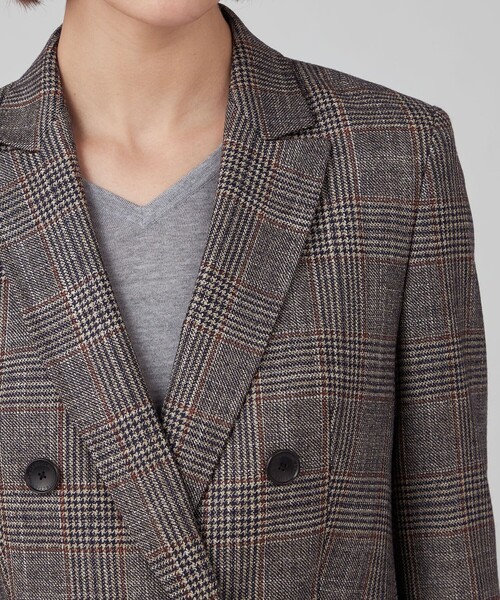 TOMORROWLAND collection(トゥモローランドコレクション)の「SILK AIR GLEN CHECK ダブルブレストジャケット(テーラードジャケット・レディース・ブルー系その他2/ブラウン系その他/グレー系その他2・36)」の7枚目の写真
