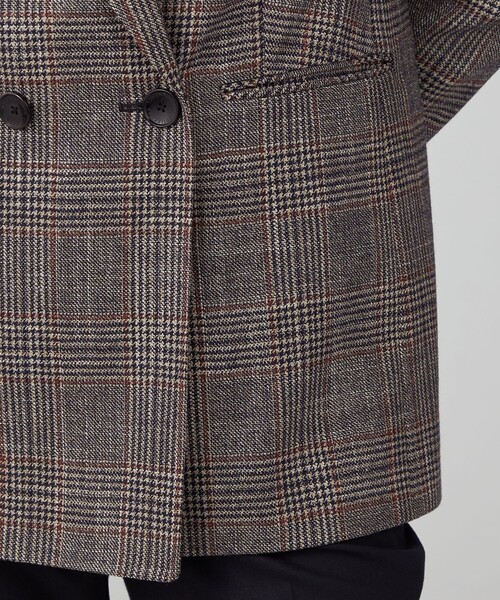 TOMORROWLAND collection(トゥモローランドコレクション)の「SILK AIR GLEN CHECK ダブルブレストジャケット(テーラードジャケット・レディース・ブルー系その他2/ブラウン系その他/グレー系その他2・36)」の10枚目の写真
