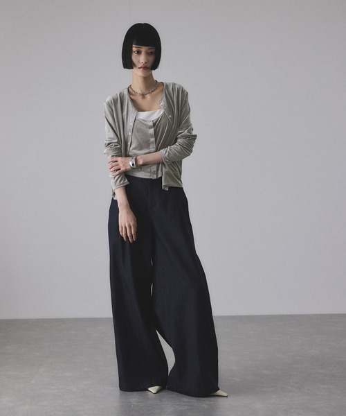 ADAM ET ROPE'（アダムエロペ）の「マルチWAYシアートリコットベロアカーディガン（カーディガン/ボレロ・レディース・ライトグリーン/キナリ/ブラック/グレー・FREE）」の7枚目の写真