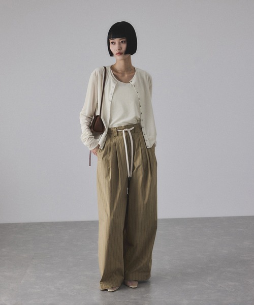 ADAM ET ROPE'（アダムエロペ）の「マルチWAYシアートリコットベロアカーディガン（カーディガン/ボレロ・レディース・ライトグリーン/キナリ/ブラック/グレー・FREE）」の8枚目の写真