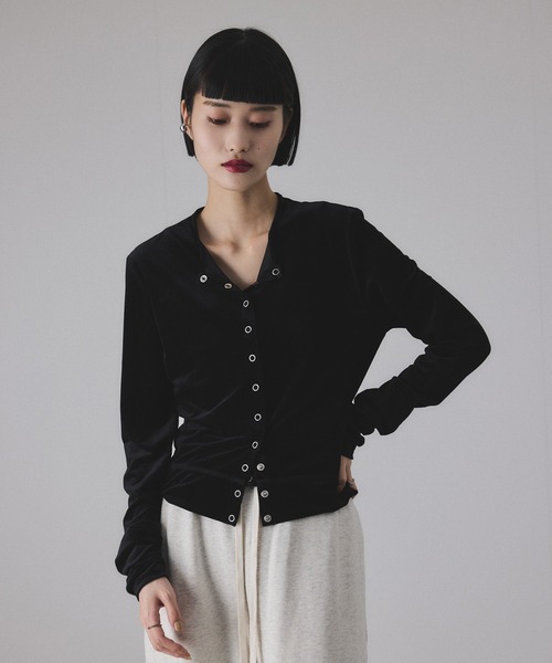 ADAM ET ROPE'（アダムエロペ）の「マルチWAYシアートリコットベロアカーディガン（カーディガン/ボレロ・レディース・ライトグリーン/キナリ/ブラック/グレー・FREE）」の16枚目の写真