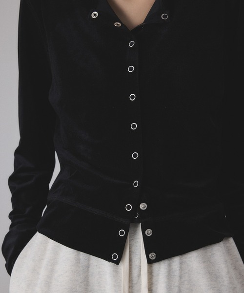 ADAM ET ROPE'（アダムエロペ）の「マルチWAYシアートリコットベロアカーディガン（カーディガン/ボレロ・レディース・ライトグリーン/キナリ/ブラック/グレー・FREE）」の17枚目の写真