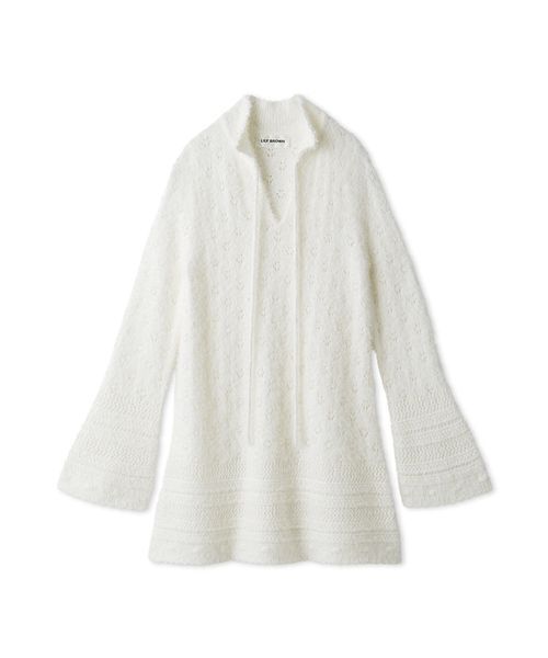 フェザークロシェットニットミニワンピース（ワンピース）｜LILY BROWN