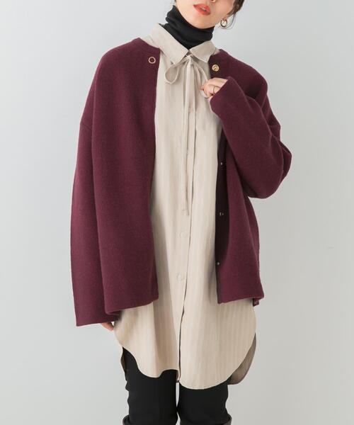 F by ROSSO(エフバイロッソ)の「F by ROSSO マルチWAYスエードタッチシャツ(シャツ/ブラウス・レディース・グレー系その他/ベージュ・FREE)」の3枚目の写真