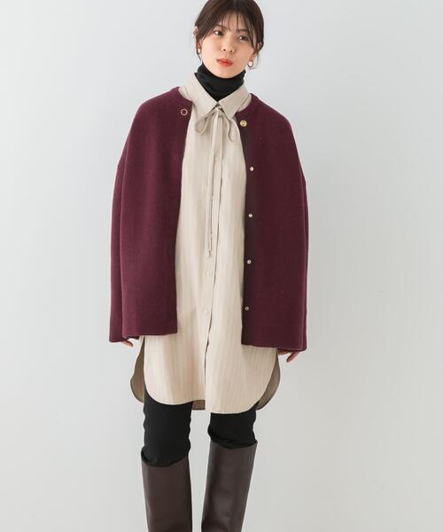 F by ROSSO(エフバイロッソ)の「F by ROSSO マルチWAYスエードタッチシャツ(シャツ/ブラウス・レディース・グレー系その他/ベージュ・FREE)」の4枚目の写真