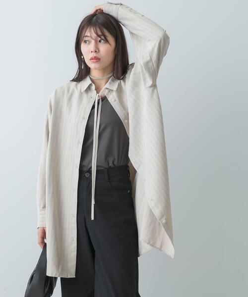 F by ROSSO(エフバイロッソ)の「F by ROSSO マルチWAYスエードタッチシャツ(シャツ/ブラウス・レディース・グレー系その他/ベージュ・FREE)」の7枚目の写真
