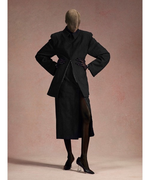 JOHN LAWRENCE SULLIVAN(ジョンローレンスサリバン)の「WOOL BARATHEA HOOK JACKET(ノーカラージャケット・レディース・ブラック・X-SMALL/SMALL)」の5枚目の写真