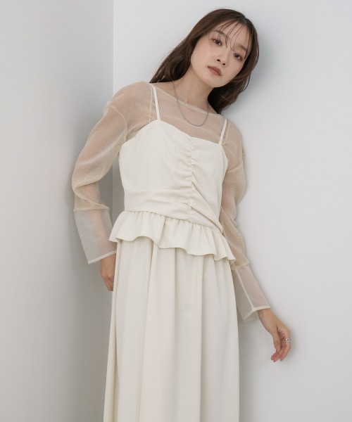 Bab（バブ）の「【選べるサイズ展開】フロントギャザーフリルワンピース（ワンピース・レディース・ブラウン/ブラック/アイボリー・L/M/S）」の4枚目の写真