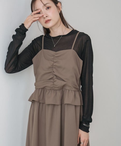 Bab（バブ）の「【選べるサイズ展開】フロントギャザーフリルワンピース（ワンピース・レディース・ブラウン/ブラック/アイボリー・L/M/S）」の18枚目の写真