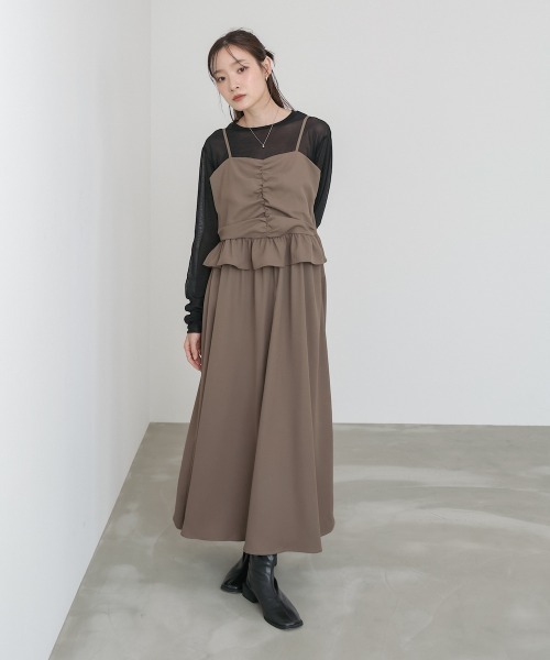 Bab（バブ）の「【選べるサイズ展開】フロントギャザーフリルワンピース（ワンピース・レディース・ブラウン/ブラック/アイボリー・L/M/S）」の19枚目の写真