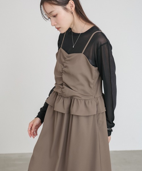 Bab（バブ）の「【選べるサイズ展開】フロントギャザーフリルワンピース（ワンピース・レディース・ブラウン/ブラック/アイボリー・L/M/S）」の20枚目の写真