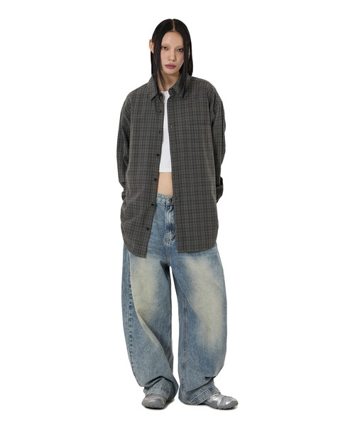 OY（オーワイ）の「『OY/オーワイ』NEAT CHECK SHIRT/ニート チェックシャツ（シャツ/ブラウス・レディース・チャコールグレー/ネイビー・L/M）」の6枚目の写真