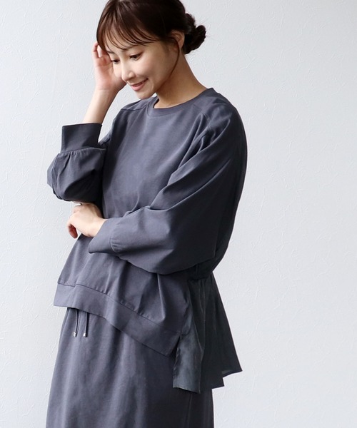 Jines(ジネス)の「天竺バックデザイントップス【セットアップ可】(Tシャツ/カットソー・レディース・ホワイト/ブラウン/チャコールグレー・38)」の2枚目の写真