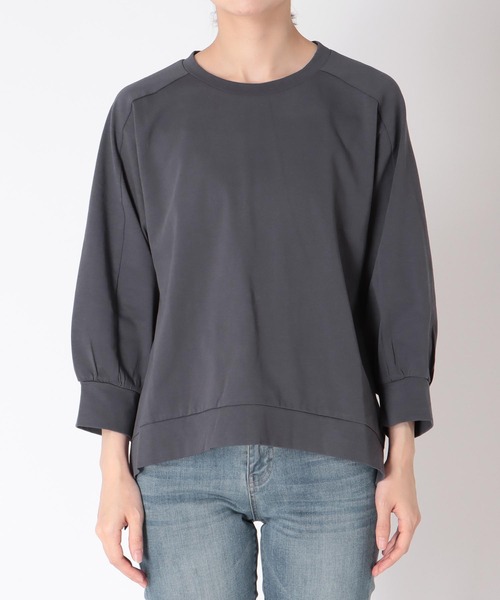 Jines(ジネス)の「天竺バックデザイントップス【セットアップ可】(Tシャツ/カットソー・レディース・ホワイト/ブラウン/チャコールグレー・38)」の5枚目の写真