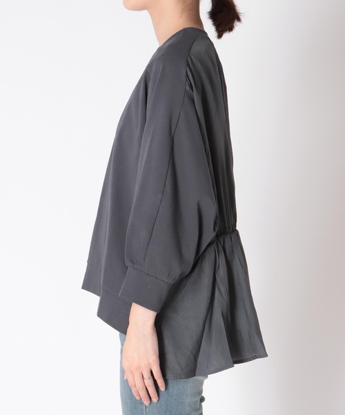 Jines(ジネス)の「天竺バックデザイントップス【セットアップ可】(Tシャツ/カットソー・レディース・ホワイト/ブラウン/チャコールグレー・38)」の6枚目の写真