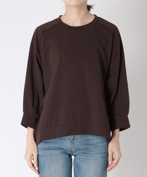 Jines(ジネス)の「天竺バックデザイントップス【セットアップ可】(Tシャツ/カットソー・レディース・ホワイト/ブラウン/チャコールグレー・38)」の14枚目の写真