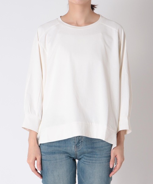 Jines(ジネス)の「天竺バックデザイントップス【セットアップ可】(Tシャツ/カットソー・レディース・ホワイト/ブラウン/チャコールグレー・38)」の12枚目の写真