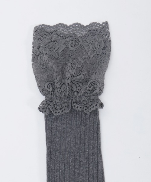 axes femme POETIQUE(アクシーズファムポエティック)の「レース×リブニーハイソックス(ソックス/靴下・レディース・ホワイト/グレー・FREE)」の13枚目の写真