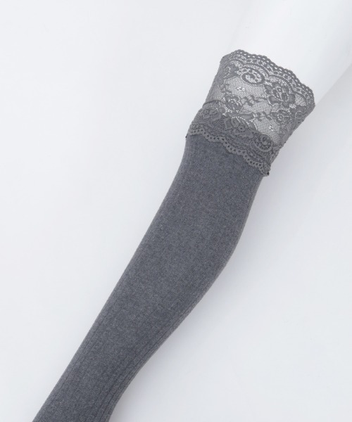 axes femme POETIQUE(アクシーズファムポエティック)の「レース×リブニーハイソックス(ソックス/靴下・レディース・ホワイト/グレー・FREE)」の15枚目の写真