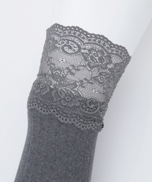 axes femme POETIQUE(アクシーズファムポエティック)の「レース×リブニーハイソックス(ソックス/靴下・レディース・ホワイト/グレー・FREE)」の16枚目の写真