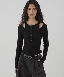 Fano Studios（ファノ ストゥディオズ）の「レイヤードルックヘンリートップス EM25a059【EIGHTHMONTH】（Tシャツ/カットソー・レディース）」