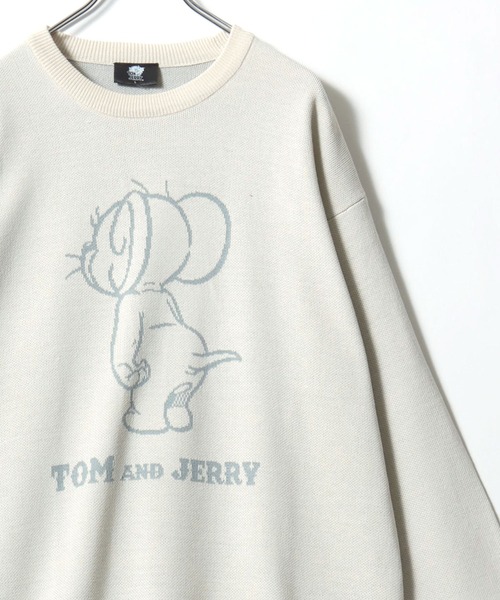 Tom＆Jerry（トムアンドジェリー）の「2025AW Tom and Jerry/トムとジェリー オーバーサイズ ジャガード刺繍ニット レディース メンズ（ニット/セーター・レディース・ホワイト系その他/ベージュ/スミクロ/ネイビー/ブルー系その他/サックスブルー/オフホワイト/ブラック系その他・M/L/LL）」の5枚目の写真