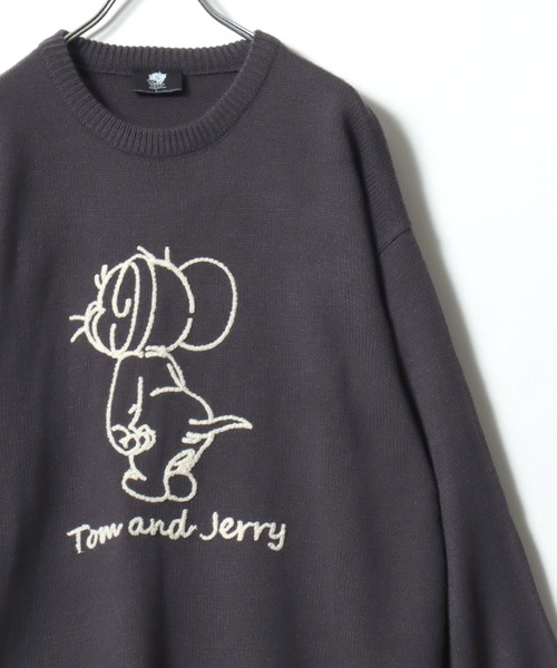 Tom＆Jerry（トムアンドジェリー）の「2025AW Tom and Jerry/トムとジェリー オーバーサイズ ジャガード刺繍ニット レディース メンズ（ニット/セーター・レディース・ホワイト系その他/ベージュ/スミクロ/ネイビー/ブルー系その他/サックスブルー/オフホワイト/ブラック系その他・M/L/LL）」の3枚目の写真