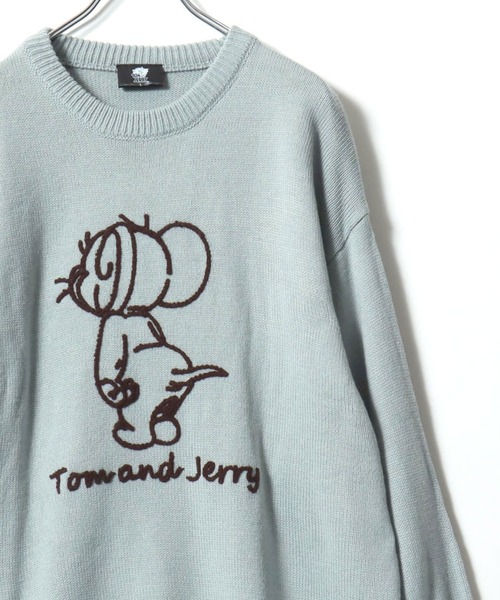 Tom＆Jerry（トムアンドジェリー）の「2025AW Tom and Jerry/トムとジェリー オーバーサイズ ジャガード刺繍ニット レディース メンズ（ニット/セーター・レディース・ホワイト系その他/ベージュ/スミクロ/ネイビー/ブルー系その他/サックスブルー/オフホワイト/ブラック系その他・M/L/LL）」の7枚目の写真