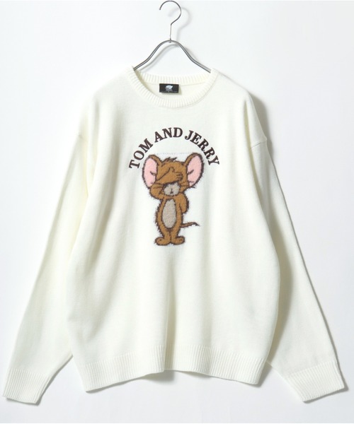 Tom＆Jerry（トムアンドジェリー）の「2025AW Tom and Jerry/トムとジェリー オーバーサイズ ジャガード刺繍ニット レディース メンズ（ニット/セーター・レディース・ホワイト系その他/ベージュ/スミクロ/ネイビー/ブルー系その他/サックスブルー/オフホワイト/ブラック系その他・M/L/LL）」の14枚目の写真